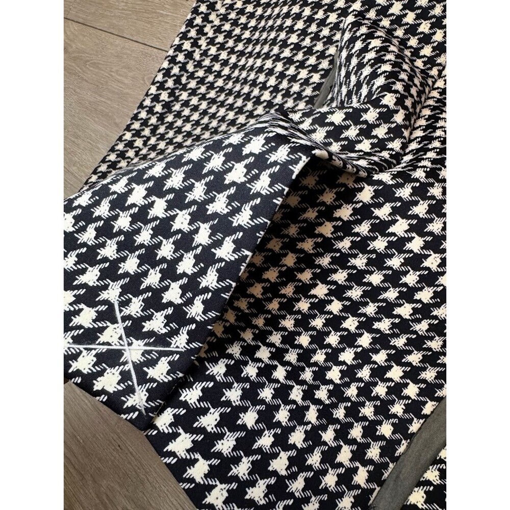 Houndstooth Sheath Dress Black White Faux Leather Trim Size 0 - Picture 10 of 10